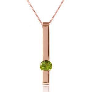 14K. SOLID GOLD NECKLACE WITH NATURAL PERIDOT (Rose Gold)